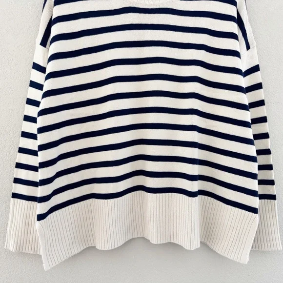 NWT J. Crew Striped Cotton Sweater Pullover Crew Classic Fisherman Nautical XL - Picture 7 of 13